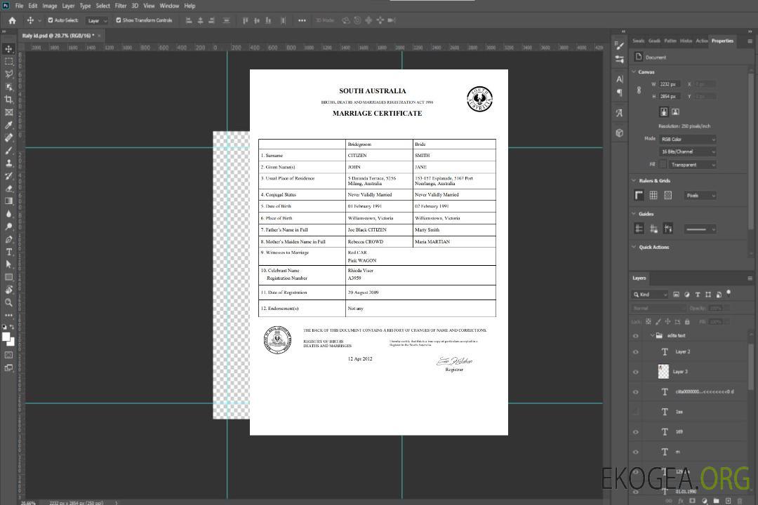 Modèle de certificat de mariage Australie-Australie-Méridionale dans Word template